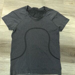Lululemon Athletica swiftly race length Black Striped Tee